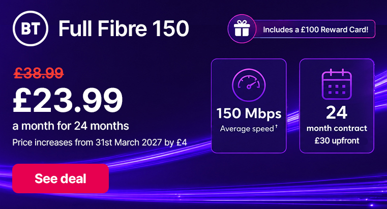 BT Full Fibre 150 reward card 24 month contract